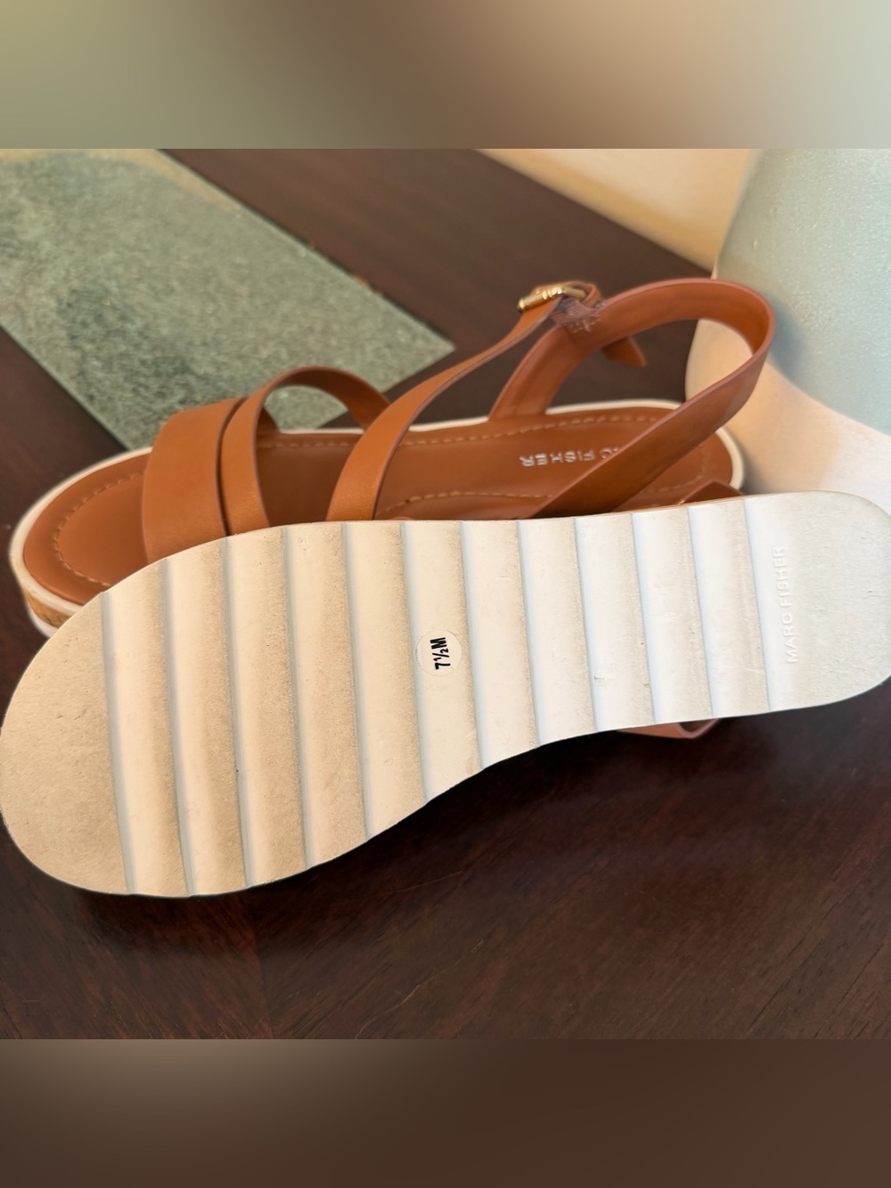 Marc Fisher Tan Leather Crisscross Slingback Sandals - Picture 3 of 3